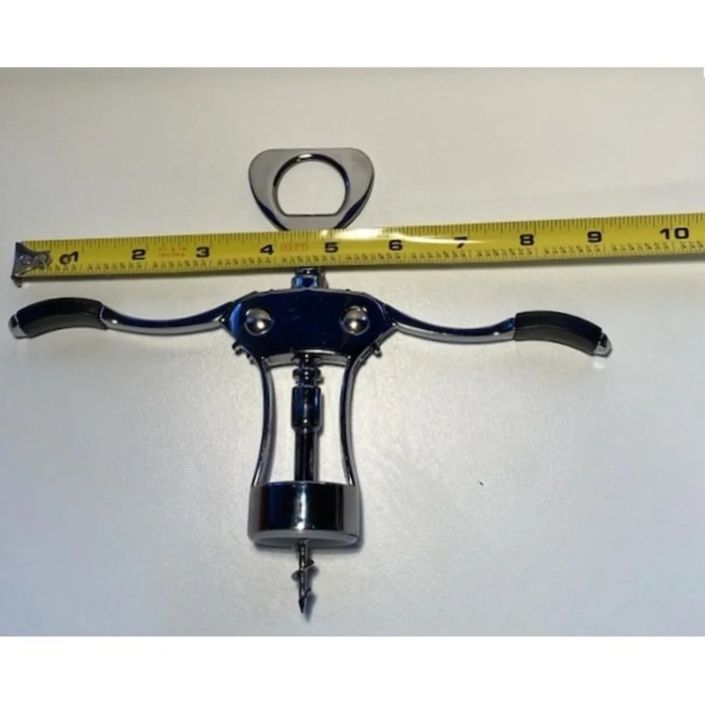 Bravigi Wing Corkscrew Wine Opener —‎ chrome with ergonomic black non-slip grips
